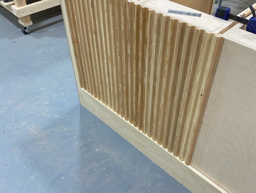 Fluted bar paneling up close