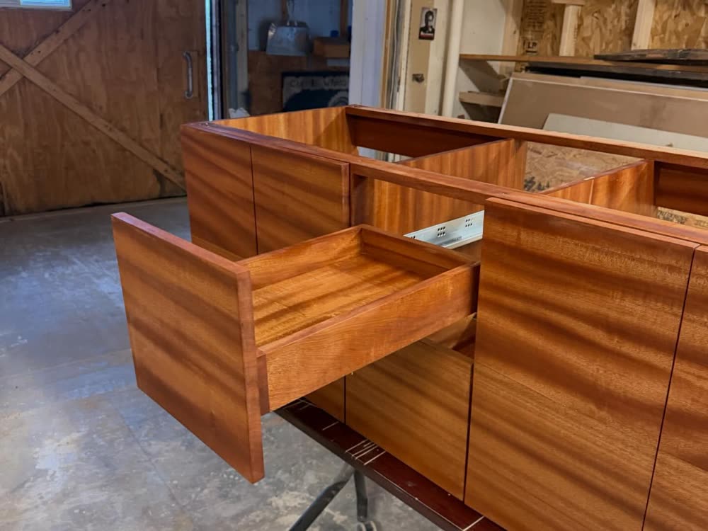 Sapele vanity drawers