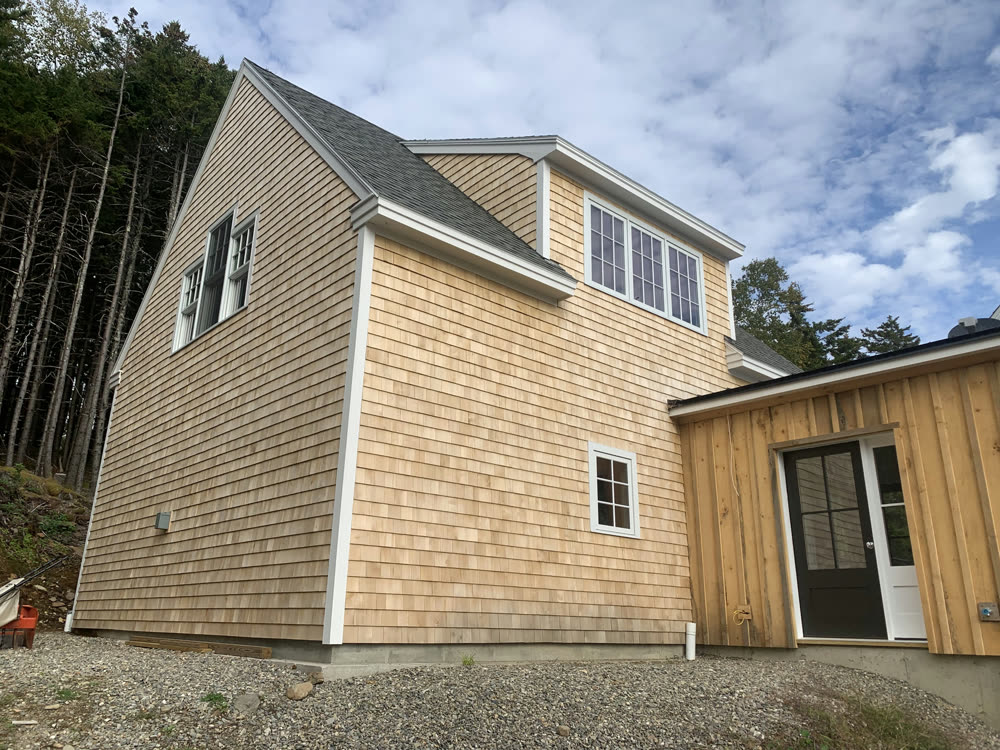 Cedar-shingled addition