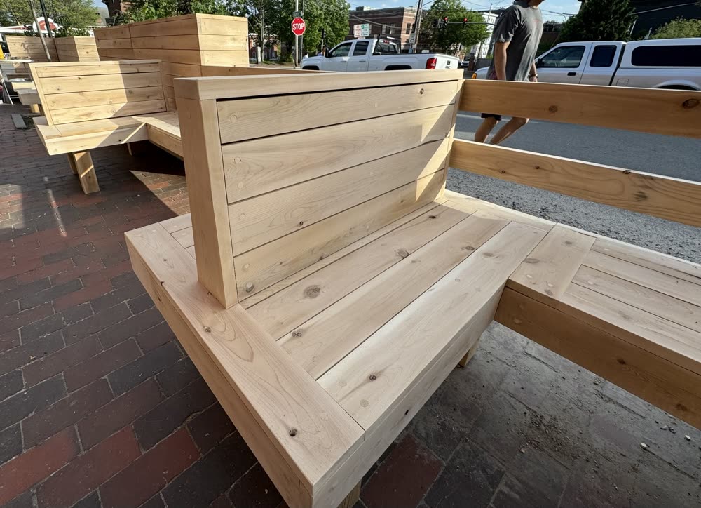Cedar bench with backrest